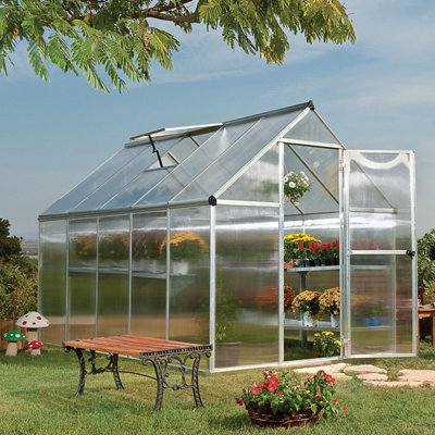 PalramCanopia Mythos 10X6 Ft Silver Apex Greenhouse With Polycarbonate (Pc) Glazing from B&Q