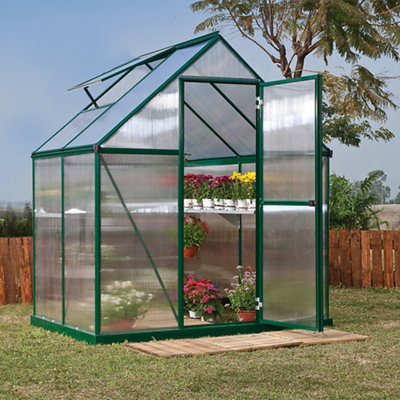 B&Q - PalramCanopia Mythos 6X4 Ft Green Polycarbonate (Pc) Apex Greenhouse With Polycarbonate (Pc) Glazing With Adjustable Vent
