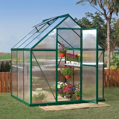 B&Q - PalramCanopia Mythos 6X6 Ft Green Polycarbonate (Pc) Apex Greenhouse With Polycarbonate (Pc) Glazing With Adjustable Vent