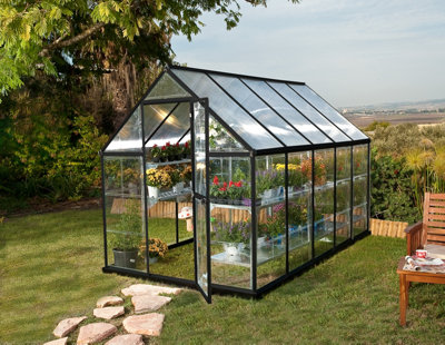 B&Q -  Canopia Hybrid  6X10 Polycarbonate GreenhouseGrey Structure