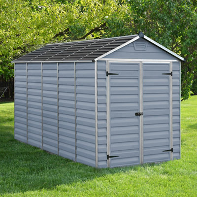 Palram - Canopia Skylight 12X6 Ft Apex Plastic 2 Door Shed With Floor Dark Grey