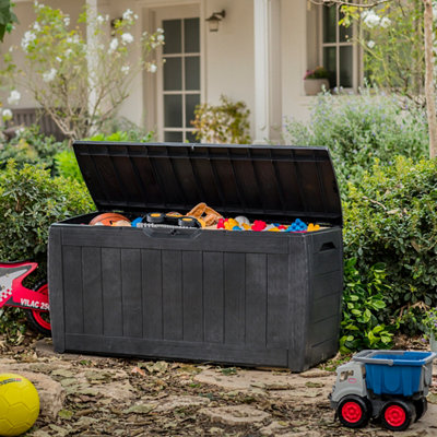 Keter Hollywood 270L Plastic Garden Storage BoxAnthracite from B&Q
