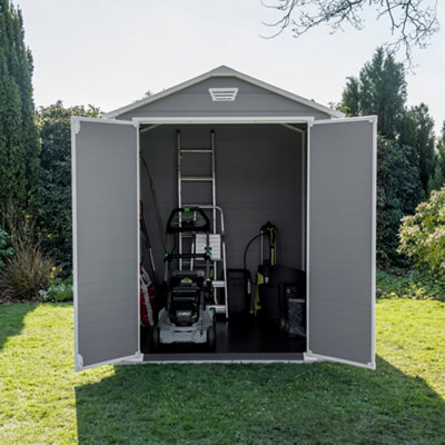 Garden shed used for storing tools and outdoor equipment