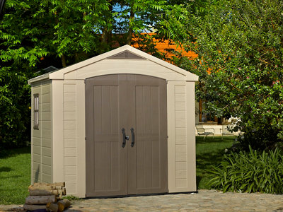 Keter Factor 8X6 Ft Apex Beige Plastic 2 Door Shed With Floor & 1 Window