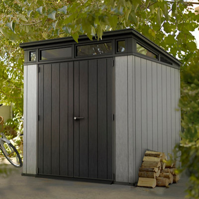Keter Artisan Tongue & Groove 7X7 Ft Pent Grey Plastic 2 Door Shed With Floor & 1 Window-310833