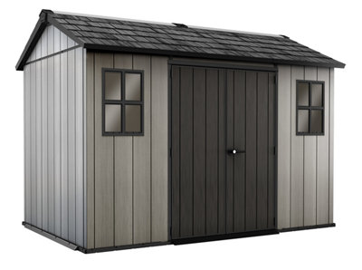 Keter Oakland Apex Grey Plastic 2 Door Shed With Floor & 2 Windows-31995 