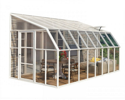 Canopia by Palram Lean To Greenhouse Sun Room Clear 8 X 16Polycarbonate/acrylicL508 X W257 X H266 Cm from B&Q