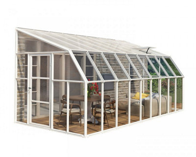 Canopia by Palram Lean To Greenhouse Sun Room Clear 8X18Polycarbonate/acrylicL570 X W257 X H266 Cm from B&Q