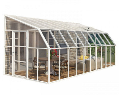Canopia by Palram Lean To Greenhouse Sun Room Clear 8 X 20Polycarbonate/acrylicL632 X W257 X H266 Cm from B&Q