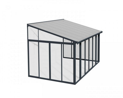 Canopia By Palram Lean To Greenhouse Sanremo Veranda Clear 3 X 4.25 - Polycarbonate/Acrylic - L435 X W300 X H310 Cm - Grey
