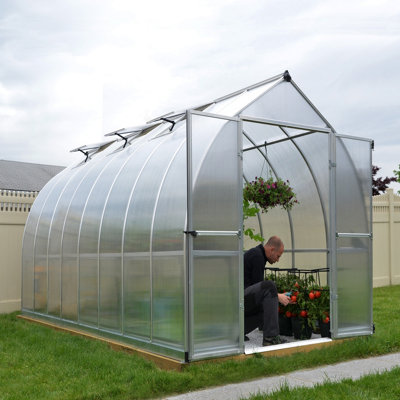 B&Q - PalramCanopia Bella 16X8 Ft Silver AluminiumPolycarbonate (Pc) & Steel Apex Greenhouse With Polycarbonate (Pc) Glazing