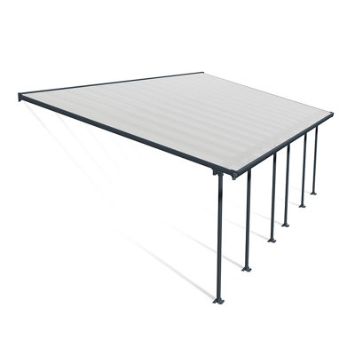 Palram Canopia Feria Patio Cover - Grey - 4ft Width - Clear Roof - Image 2