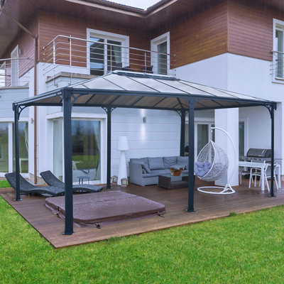 B&Q -  Martinique Grey Rectangular Garden Gazebo(W)4.93M (D)3.59M