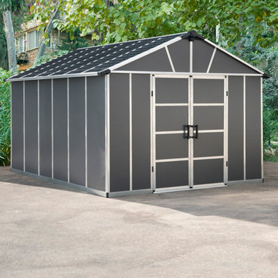 Palram - Canopia Yukon 11X13 Ft Apex Dark Grey Plastic 2 Door Shed