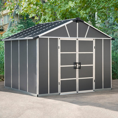 Palram - Canopia Yukon 11X9 Ft Apex Dark Grey Plastic 2 Door Shed