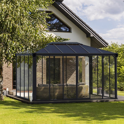 B&Q -  Ledro Grey Rectangular Enclosed Gazebo(W)4.3M (D)2.96M