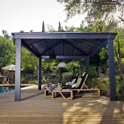 B&Q -  Dallas Grey Rectangular Garden Gazebo(W)4.88M (D)3.64M