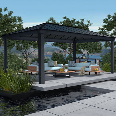 B&Q -  Dallas Grey Rectangular Garden Gazebo(W)6.12M (D)3.64M