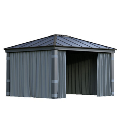 Palram Canopia Grey Gazebo Curtains Set For Dallas 4300 Garden Gazebo - Image 6