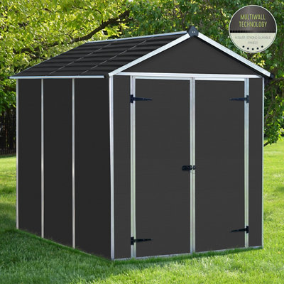 B&Q - PalramCanopia Rubicon 8X6 Ft Apex Dark Grey Plastic 2 Door Shed With Floor (Windowless)