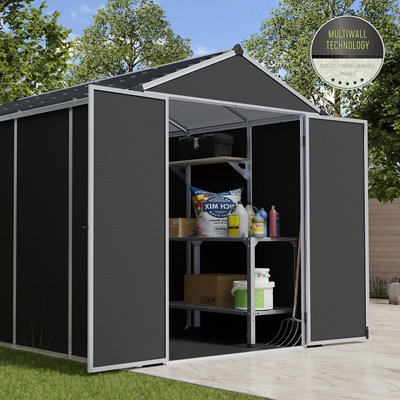 B&Q - PalramCanopia Rubicon 10X6 Ft Apex Dark Grey Plastic 2 Door Shed With Floor (Windowless)