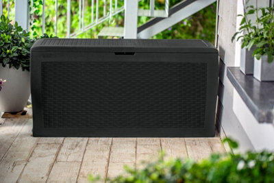 Keter Samoa Storage Box - 270L - Anthracite Grey - Outdoor Resin - Water Resistant - Image 3