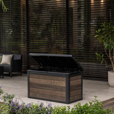 Keter Signature Decocoat 380L Resin 4.03X2X2.3Ft Garden Storage BoxWalnut from B&Q