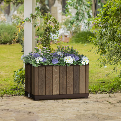 Keter Signature Walnut Wood Effect Plastic Resin Plant Pot (H)55Cm110L from B&Q