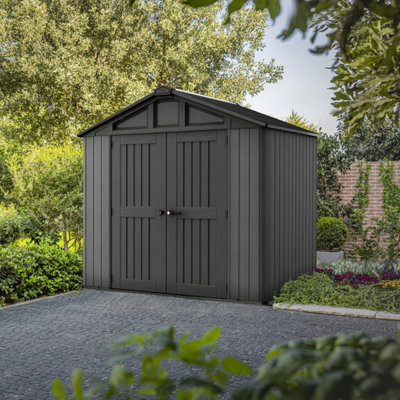 Keter Stronghold 8X6 Ft Apex Plastic 2 Door Shed With Floor & 10 Windows (Base Included)-310827