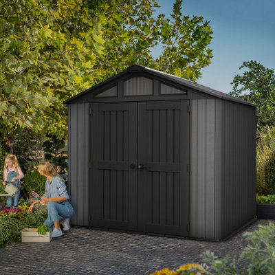 Keter Stronghold 8X8 Ft Apex Plastic 2 Door Shed With Floor & 10 Windows (Base Included)-310828