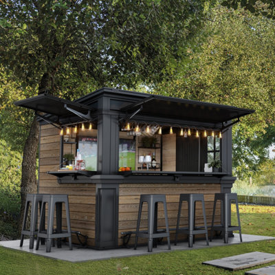 Keter Signature Walnut Collection Resin Walnut Brown Garden Bar (H)2.32M (W)2.79M (D)2.1M from B&Q