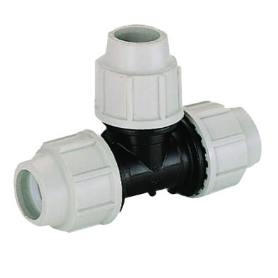 B&Q -  Mechanical Compression (Line 7 Grey) Equal Tee 25mm 070400025