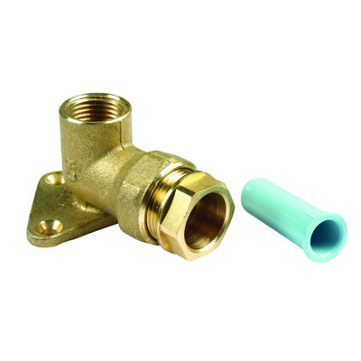 Plasson Push-Fit (Series 1) Brass Wall Plate Elbow 25mmx1/2" 1000D10 from B&Q