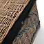 72cm Antique Wash Rope Handled Black Cotton Lined Wicker Trunk
