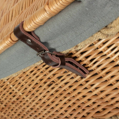 72cm Rope Handled Grey Cotton Lined Wicker Trunk