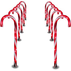 72CM Tall Christmas Candy Cane Stack Lights Red and White Set of 4 Mains Powered