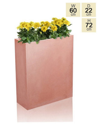 72cm Terracotta Fibrecotta Tall Trough Planter