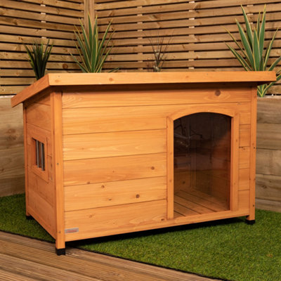 72cm x 1.04m Medium Outdoor Garden Cosy Wooden Dog House Kennel with Window