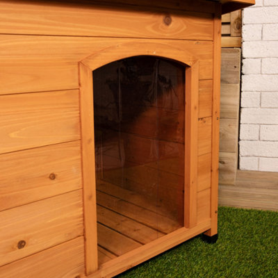 72cm x 1.04m Medium Outdoor Garden Cosy Wooden Dog House Kennel with Window - 3