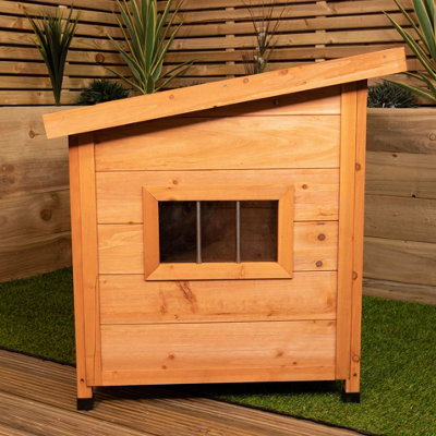 72cm x 1.04m Medium Outdoor Garden Cosy Wooden Dog House Kennel with Window - 4