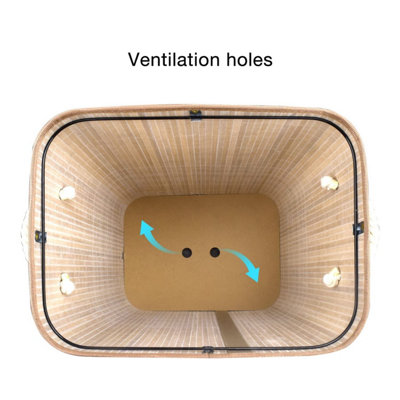 72L Bamboo Foldable Laundry Basket Clothes Sorter Storage Bin with Lid & Removable Washable Liners - 4