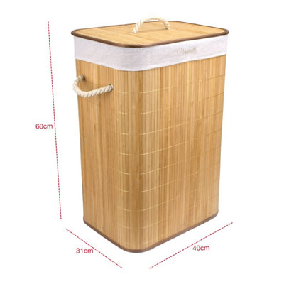 72L Bamboo Foldable Laundry Basket Clothes Sorter Storage Bin with Lid & Removable Washable Liners - 5