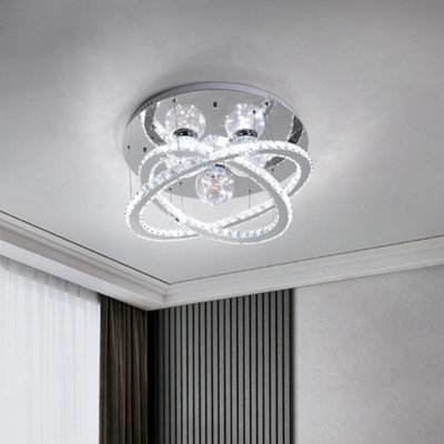 72W Modern Crystal Chandelier LED Chrome Finish Pendant Light Cool White Light 60cm Dia