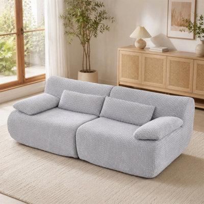 Abrihome Mimo 2-Seater Modular Compression Sofa With Arm & Lumbar CushionsGrey CorduroyBritish Standard Fireproof Fabric from B&Q