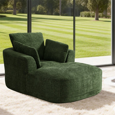 Abrihome Mimo Chaise Lounge With Fireproof FabricHigh Density Foam & CushionIdeal For Living RoomBedroomGreenChenille from B&Q
