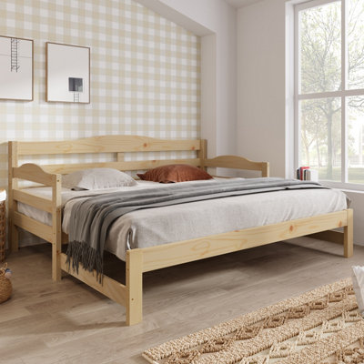 Abrihome 3Ft Daybed Cabin Bed Single Guest Bed Sofa BedPull Out Trundle For Living Room And Bedroom90 X 190 CmNatural from B&Q