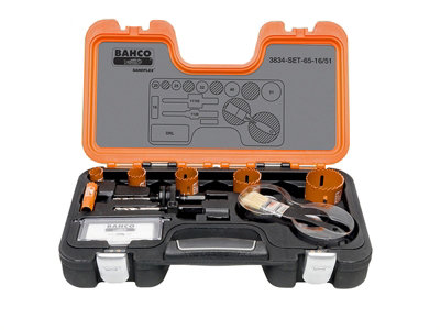 Bahco 3834-Set-65-16/51 Professional Holesaw Set 3834 16/51 Sizes: 16-51mm Bahhsset1651 from B&Q