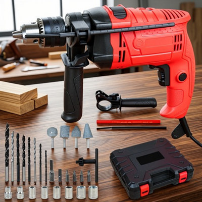 Corded Hammer Drill1200 W Electric Impact DriverWith Bit Set And Case