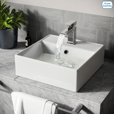 Nes Home 385 X 385mm Cloakroom Square Counter Top Basin Sink from B&Q