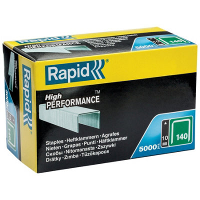 Rapid High-Performance Staples Insulation Thin Plastics Cardboard Carpets Flatwire No. 140/10Mm Staple Gun 5000 Pieces 11910711 Light